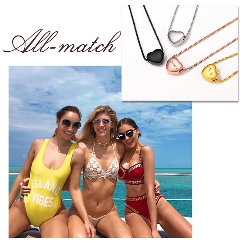 Minimalist female customize engravable 316L stainless steel/18K gold/rose gold/black plated heart bead charm box chain anklet summer barefoot jewelry