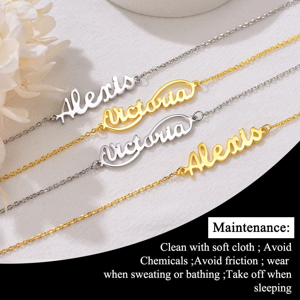 Fashion custom 18k gold/platinum plated personalized engravable infinity name charm anklet barefoot bracelet for women girls