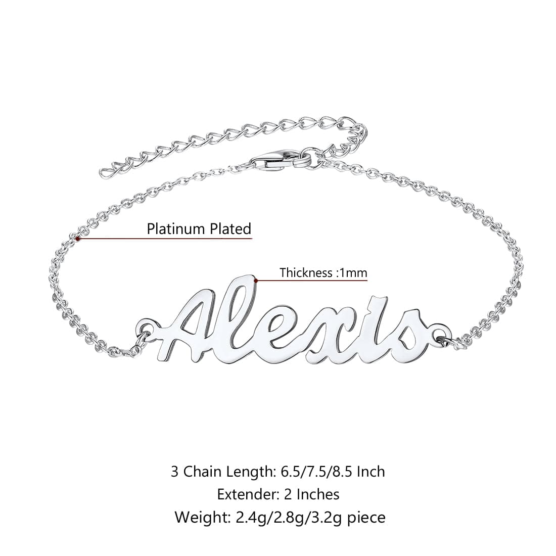 Delicate custom 18k gold/platinum plated personalized engravable name charm anklet barefoot bracelet for women girls