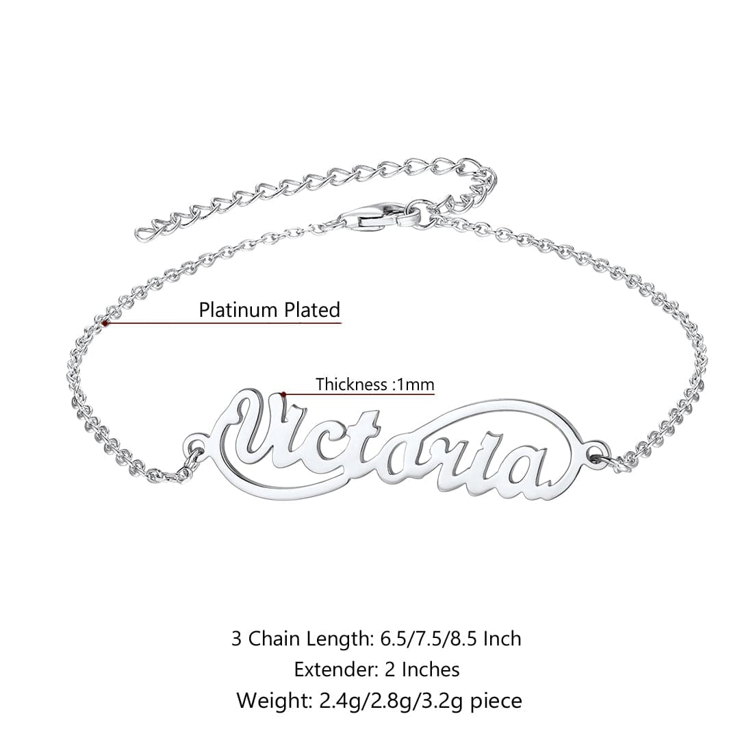 Fashion custom 18k gold/platinum plated personalized engravable infinity name charm anklet barefoot bracelet for women girls