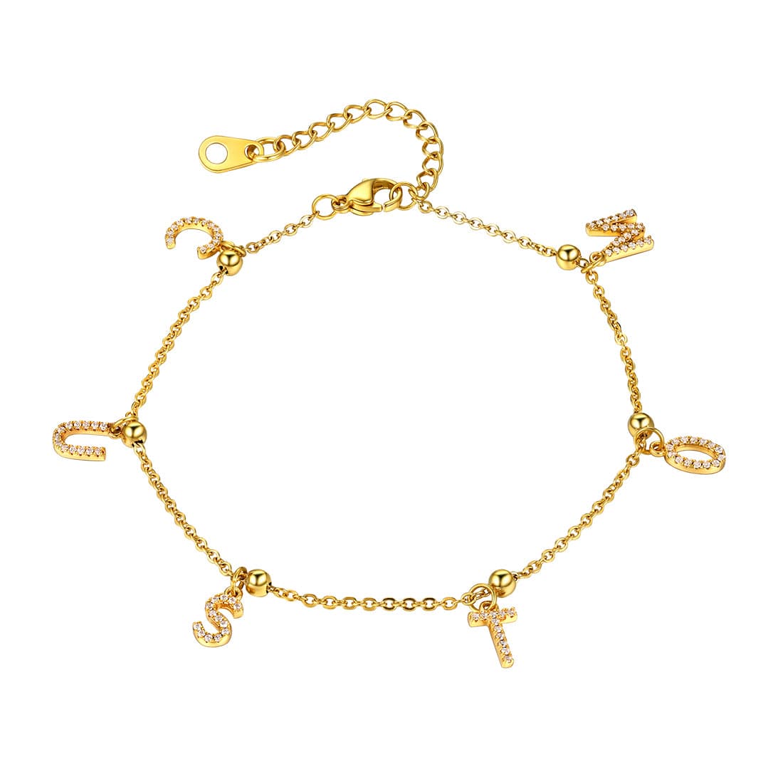 Simple custom 18k gold/platinum plated personalized alphabet charm anklet barefoot bracelet for women girls