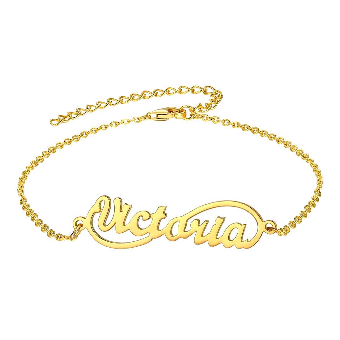 Fashion custom 18k gold/platinum plated personalized engravable infinity name charm anklet barefoot bracelet for women girls