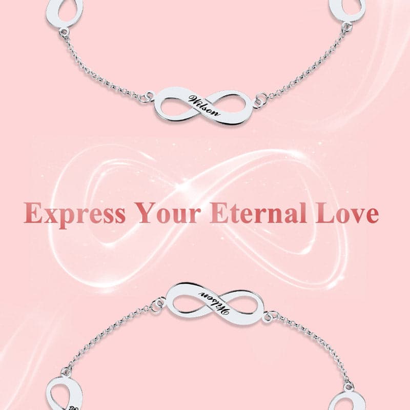 Dainty customized 925 sterling silver 18k gold plated personalized engravable infinity symbol name charm abklet bracelet for women girls, symbolizes eternity and everlasting love & friendship. 