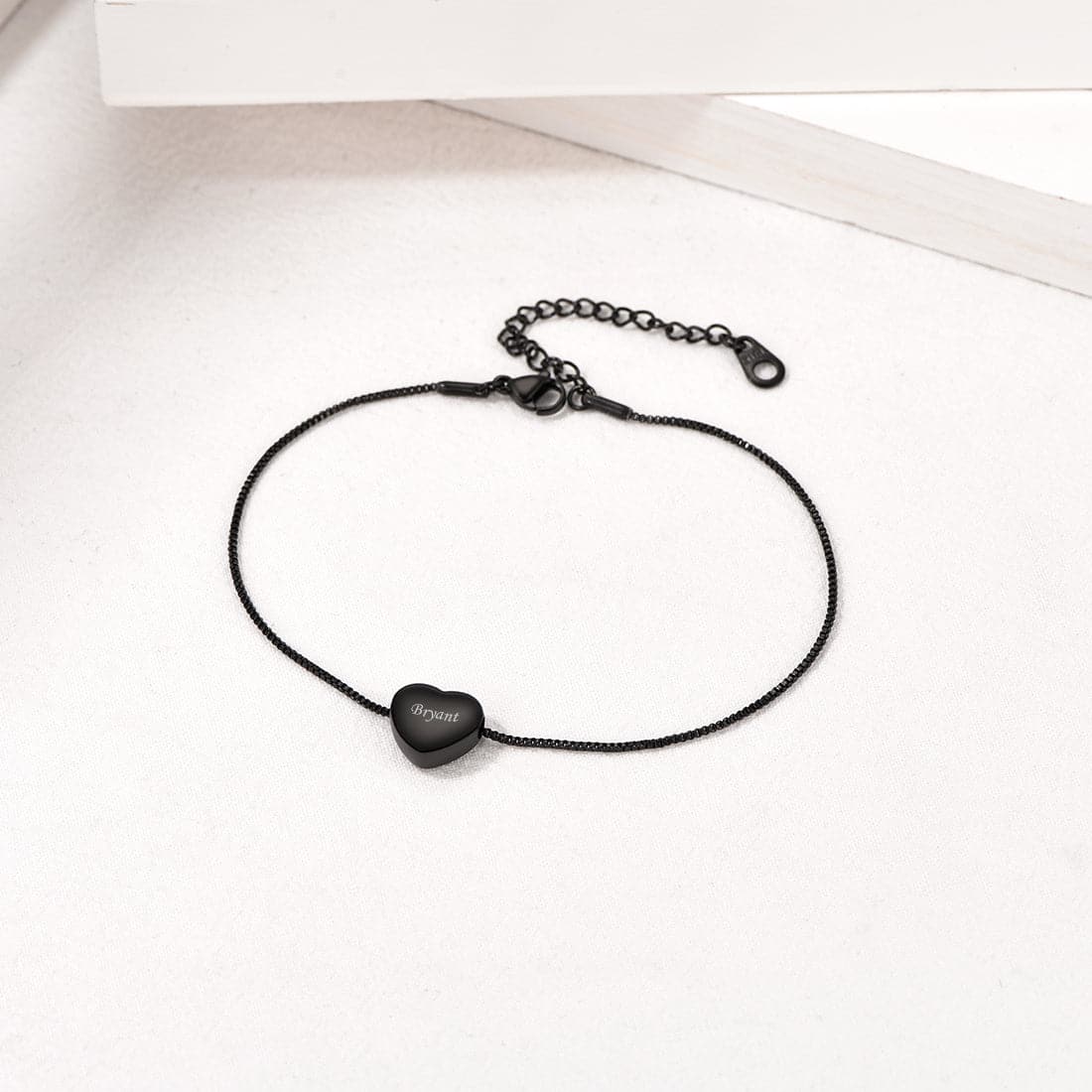 Minimalist female customize engravable 316L stainless steel/18K gold/rose gold/black plated heart bead charm box chain anklet summer barefoot jewelry