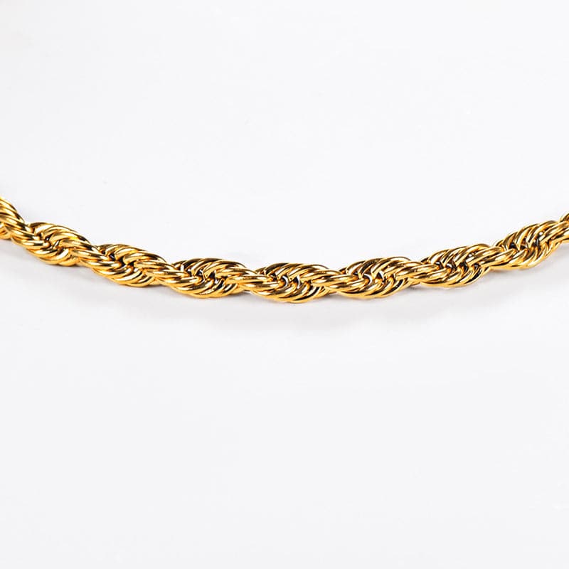 Simple Adjustable Handcrafted Slim 3MM Wide Platinum/18K Gold Plated Twisted Rope Chain Anklet Foot Bracelet Barefoot Jewelry With 5CM Extending Chain For Women Girls
