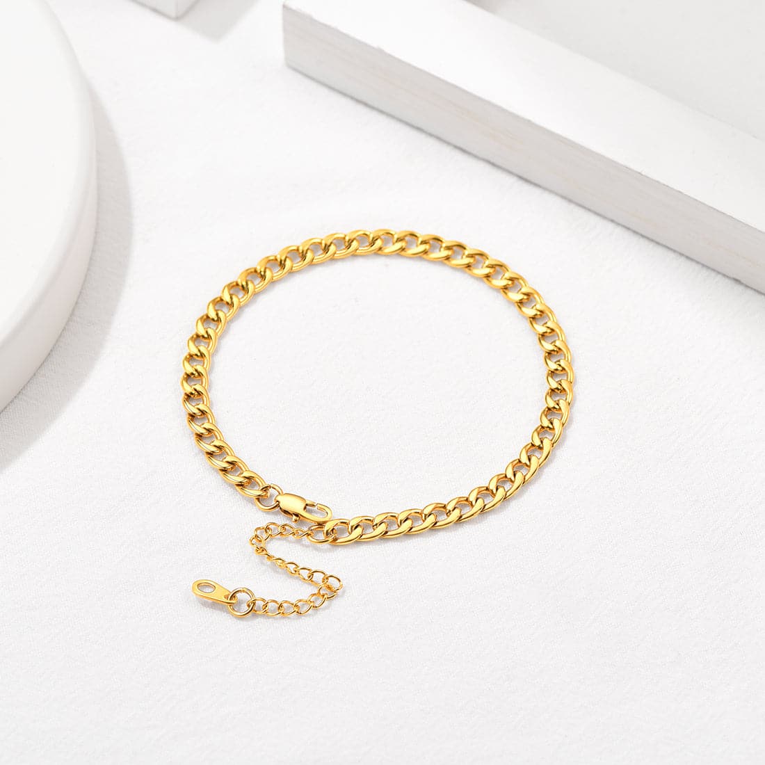 Minimalist simple style trendy 316L stainless steel 18k gold plated cuban curb chain anklet barefoot bracelet for men women