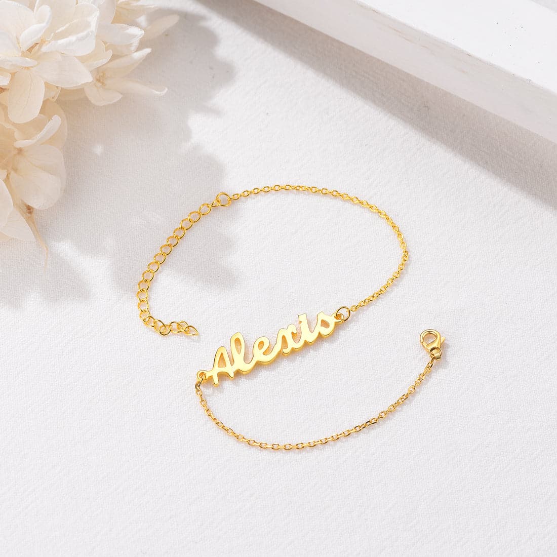 Delicate custom 18k gold/platinum plated personalized engravable name charm anklet barefoot bracelet for women girls