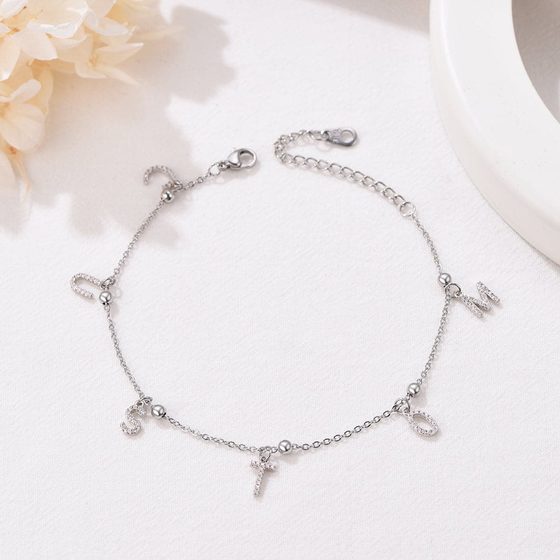 Simple custom 18k gold/platinum plated personalized alphabet charm anklet barefoot bracelet for women girls
