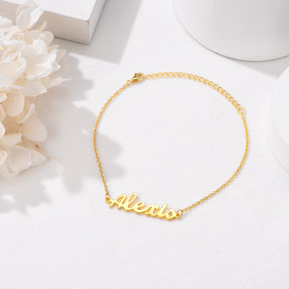 Delicate custom 18k gold/platinum plated personalized engravable name charm anklet barefoot bracelet for women girls