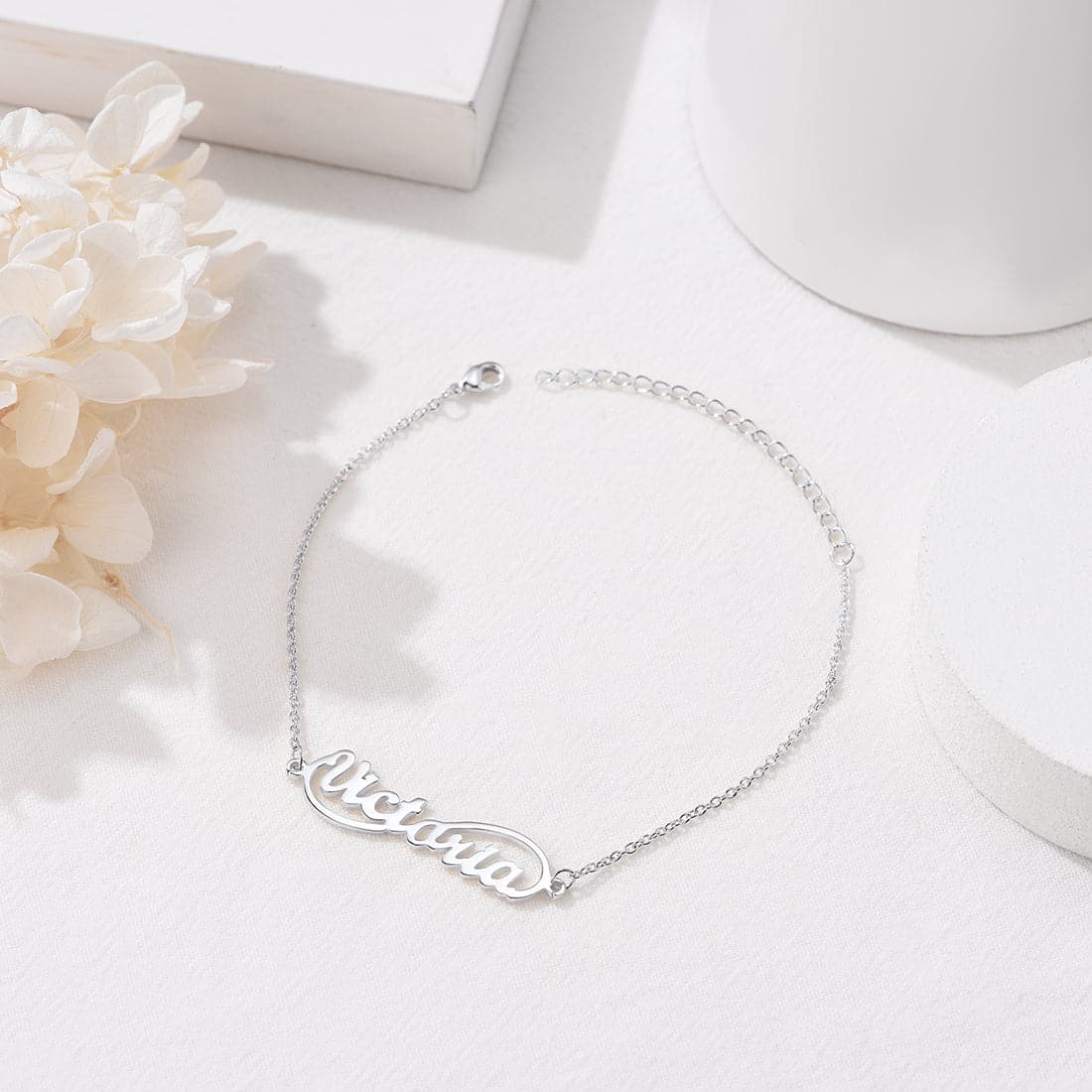 Fashion custom 18k gold/platinum plated personalized engravable infinity name charm anklet barefoot bracelet for women girls