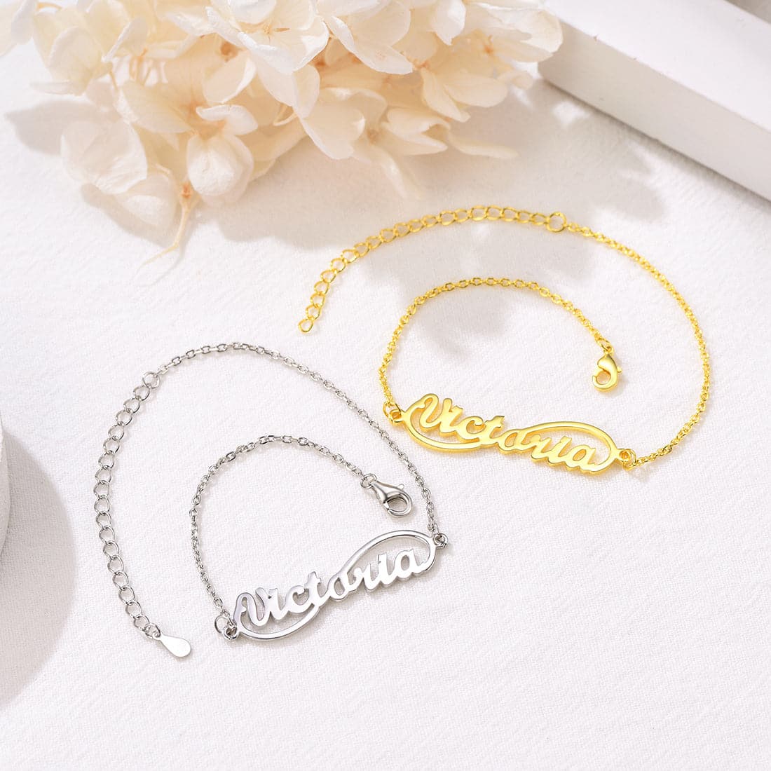 Fashion custom 18k gold/platinum plated personalized engravable infinity name charm anklet barefoot bracelet for women girls
