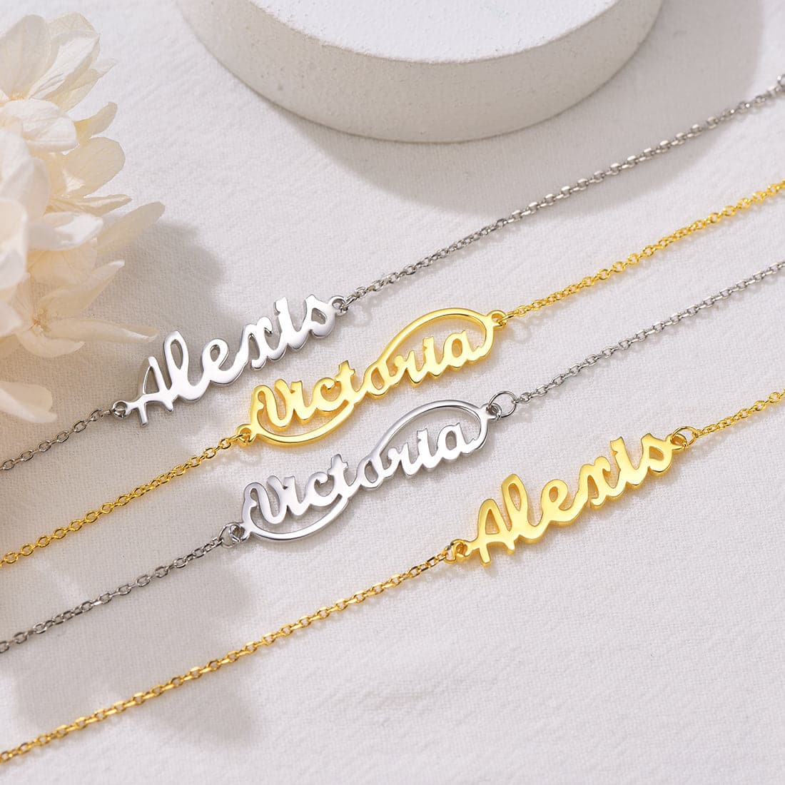 Delicate custom 18k gold/platinum plated personalized engravable name charm anklet barefoot bracelet for women girls