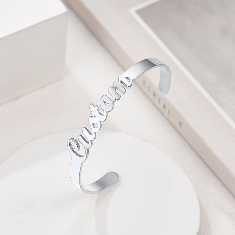 Customize Stainless Steel Gold Plated Initial Name Bracelet Cuff Bangle