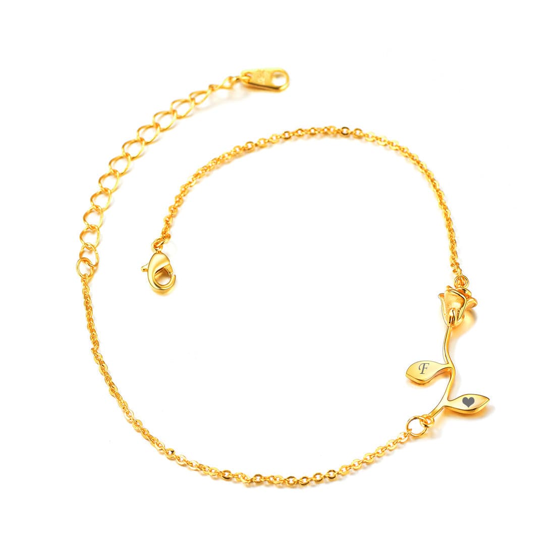 3D Yellow Rose Flower Anklet for Women Summer Gold Ankle Chain Bracelet