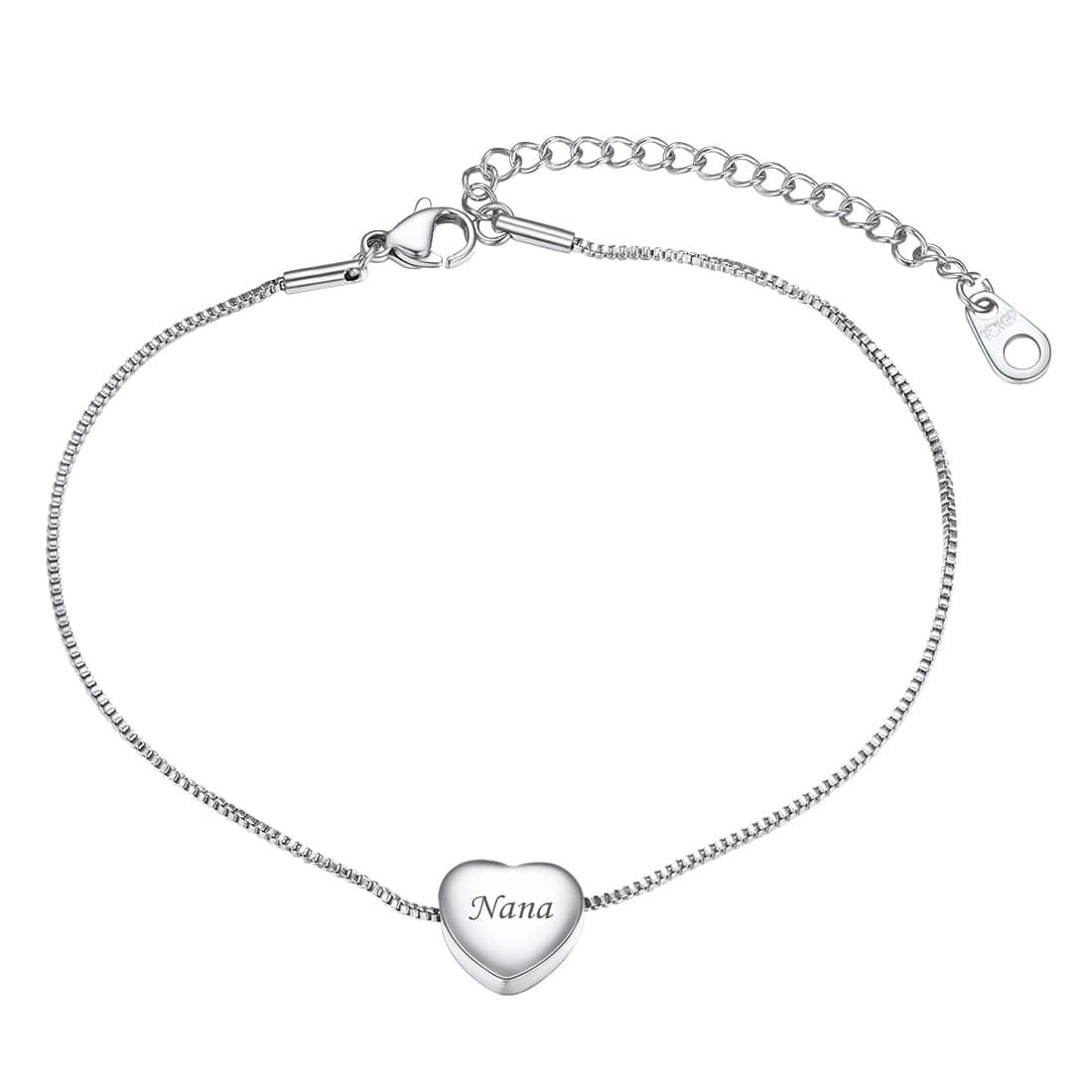 Minimalist female customize engravable 316L stainless steel/18K gold/rose gold/black plated heart bead charm box chain anklet summer barefoot jewelry