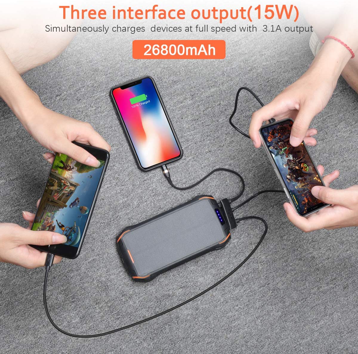 F16W Waterproof Solar Power Bank 16000 Mah