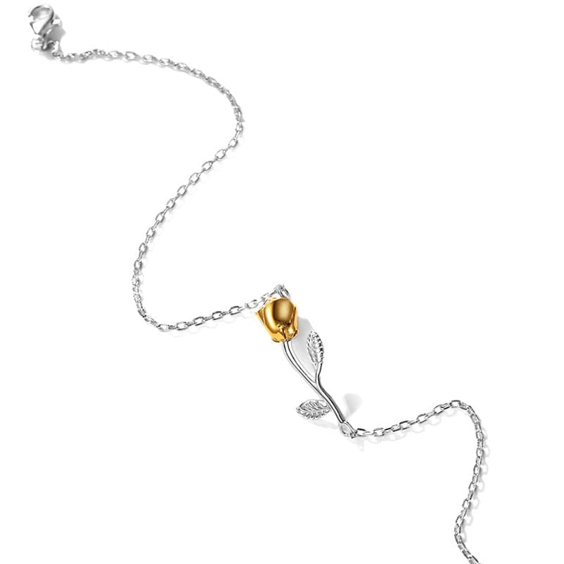 Retro yet modern female 925 sterling silver stemmed 18K gold plated rose flower rolo chain anklet summer barefoot jewelry
