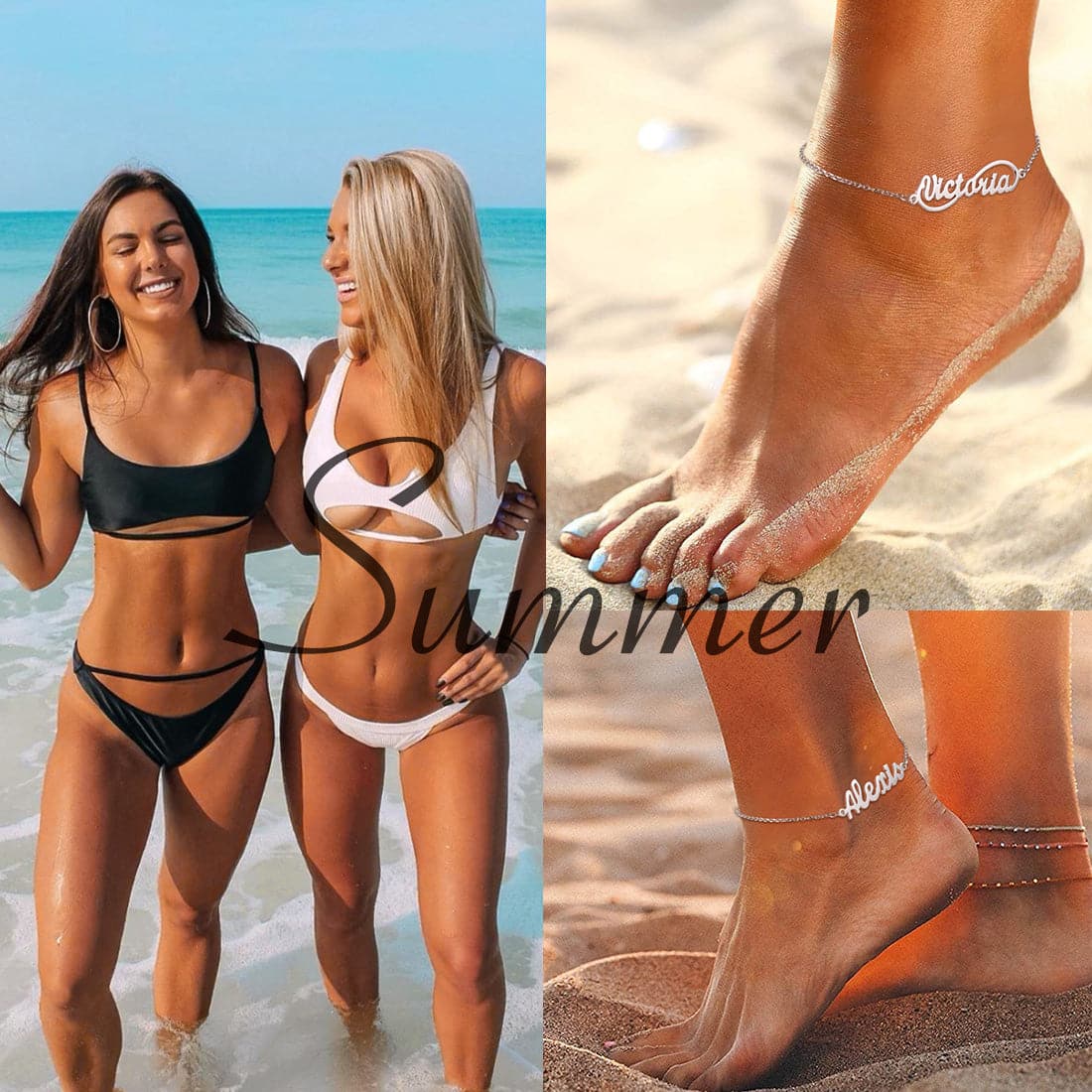 Fashion custom 18k gold/platinum plated personalized engravable infinity name charm anklet barefoot bracelet for women girls